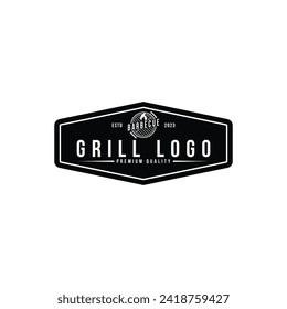 Barbecue grill logo design vintage retro style