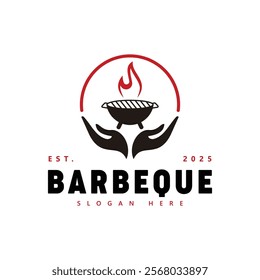 Barbecue Grill Logo with Flame Design - Modern BBQ Branding