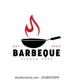 Barbecue Grill Logo with Flame Design - Modern BBQ Branding