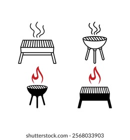 Barbecue Grill Logo with Flame Design - Modern BBQ Branding