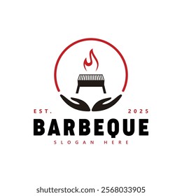 Barbecue Grill Logo with Flame Design - Modern BBQ Branding