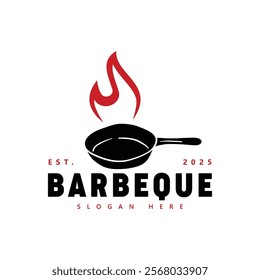 Barbecue Grill Logo with Flame Design - Modern BBQ Branding