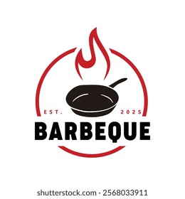 Barbecue Grill Logo with Flame Design - Modern BBQ Branding