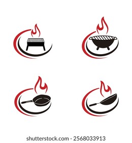 Barbecue Grill Logo with Flame Design - Modern BBQ Branding