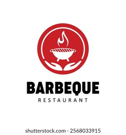 Barbecue Grill Logo with Flame Design - Modern BBQ Branding