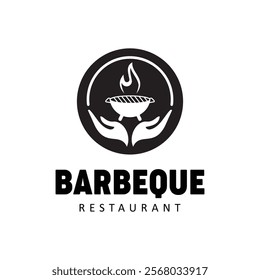 Barbecue Grill Logo with Flame Design - Modern BBQ Branding