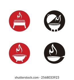 Barbecue Grill Logo with Flame Design - Modern BBQ Branding