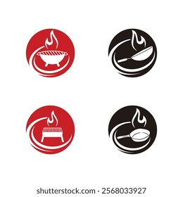 Barbecue Grill Logo with Flame Design - Modern BBQ Branding