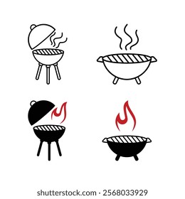 Barbecue Grill Logo with Flame Design - Modern BBQ Branding