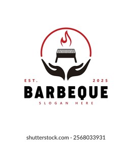 Barbecue Grill Logo with Flame Design - Modern BBQ Branding