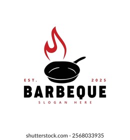 Barbecue Grill Logo with Flame Design - Modern BBQ Branding