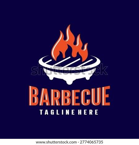 Barbecue Grill Logo with Flame Design, Modern BBQ Branding