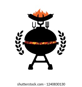Barbecue Grill logo with flames vector