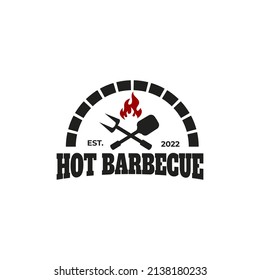 Barbecue grill logo. flat design. vintage simple concept