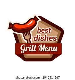 Barbecue grill logo. Vector illustration on white background