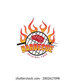 Barbecue grill logo, vector illustration