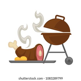 Icono del vector de cocina de carne de parrilla barbacoa