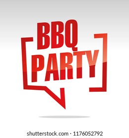 Barbecue grill party in brackets speech red white isolated sticker icon