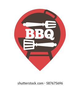 Barbecue or grill party vector icon of bbq for restaurant menu or weekend outdoor lunch or picnic