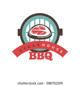 Barbecue or grill party vector icon of bbq for restaurant menu or weekend outdoor lunch or picnic