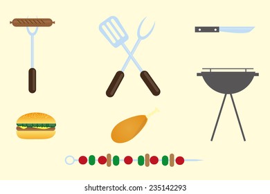 Barbecue grill party vector set