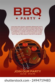 barbecue grill posters. bbq party invitations for summer outdoor picnic. bbq time. illustration bbq picnic poster template.vertical poster