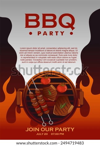 barbecue grill posters. bbq party invitations for summer outdoor picnic. bbq time. illustration bbq picnic poster template.vertical poster