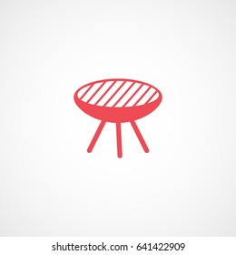 Barbecue Grill Red Flat Icon On White Background