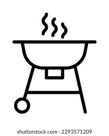 Barbecue and grill related symbols flat line icon. Outline sign for mobile concept and web design, store