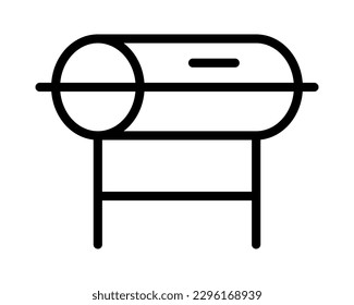 Barbecue and grill related symbols flat line icon. Outline sign for mobile concept and web design, store