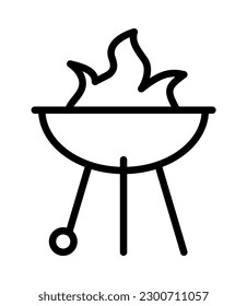 Barbecue and grill related symbols flat line icon. Outline sign for mobile concept and web design, store