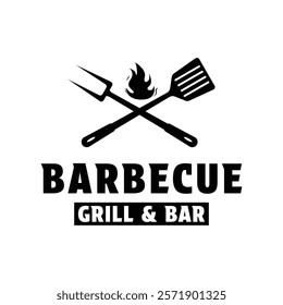 barbecue grill restaurant logo design vintage style