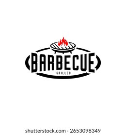 Barbecue grill resto logo design