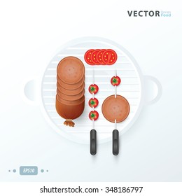 barbecue grill and sausage
