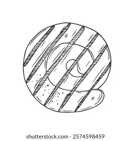 Barbecue grill sausage doodle icon vector hand drawing