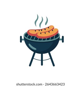 Barbecue grill with sausages ilustration 