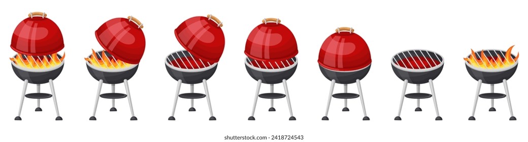 Parrilla barbacoa, parrilla caliente. Ilustración vectorial en un fondo blanco.