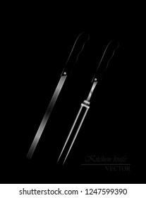 Barbecue, grill set. barbecue grill tools. Set of bbq stuff, tools for steak house, restaurant, Vector illustration.  