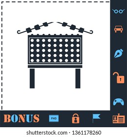 Barbecue grill with shashlik. Perfect icon with bonus simple icons