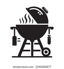 Barbecue grill silhouette on white background
