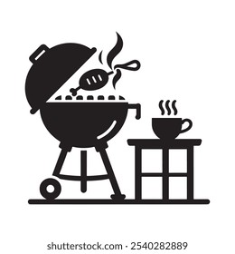 Barbecue grill silhouette on white background
