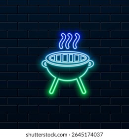 Barbecue and grill silhouette pictogram isolated. neon style.Simple barbecue.