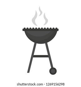 barbecue grill smoke hot white background