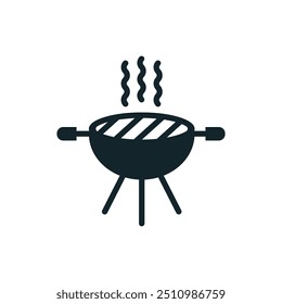 Barbecue grill smoking and ready for cooking icon