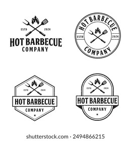 Parrilla de barbacoa, diseño de logotipo vintage de steak house con archivo de Vector editable