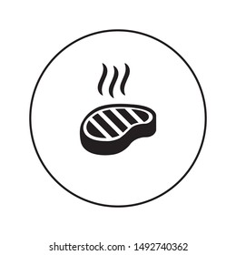 Barbecue grill steak with smoke vector icon