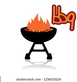 Barbecue grill vector with ember and Bbq logo
