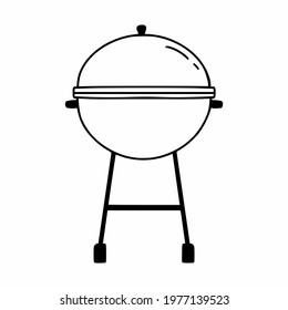 Barbecue grill. Vector icon in doodle style.