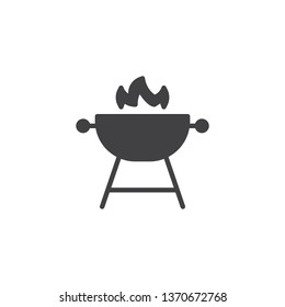 Barbecue Grill vector icon. filled flat sign for mobile concept and web design. BBQ stand with fire flame glyph icon. Symbol, logo illustration. Pixel perfect vector graphics