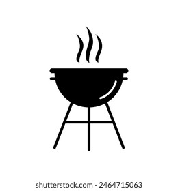 Icono de Vector de parrilla de barbacoa. Ilustración plana simple negra para Web y App sobre fondo blanco...